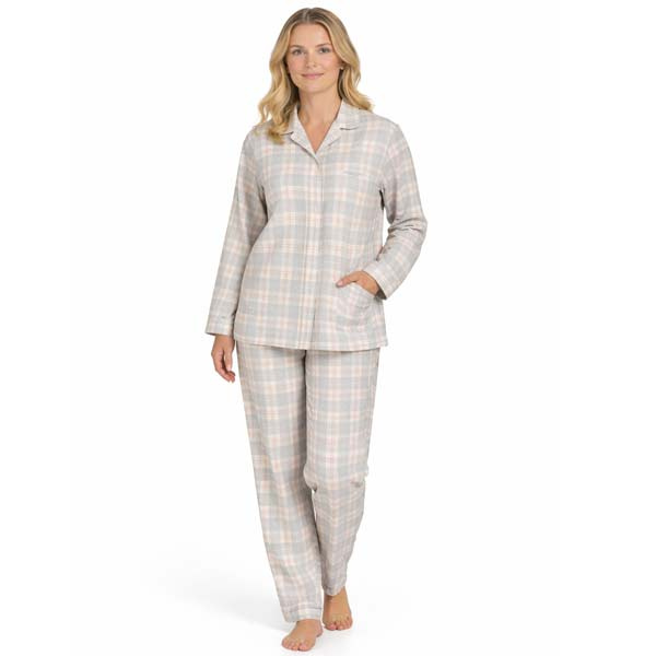 Dames flanel pyjama volledig katoen Lunatex 641513