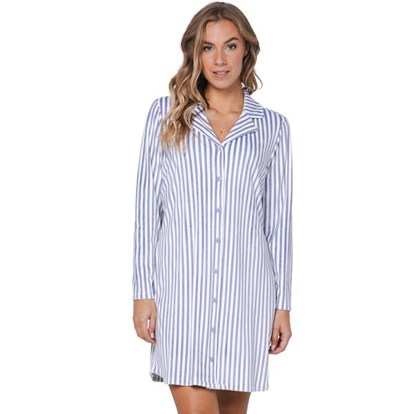 Doorknoop nachthemd flanel fleece Pastunette Blue Fog 111252 132 1