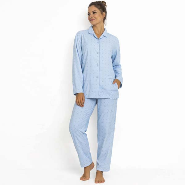 Flanellen pyjama dames Lunatex 641511 volledig katoen
