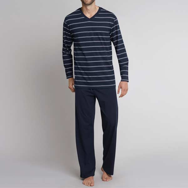 in stand houden In werkelijkheid Eenheid Schiesser Dark Sapphire heren pyjama van katoen 159622 | Lingeriehuisonline