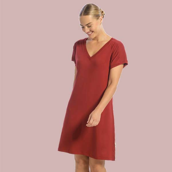 Velvet Red viscose dames nachthemd korte mouw knielang sale