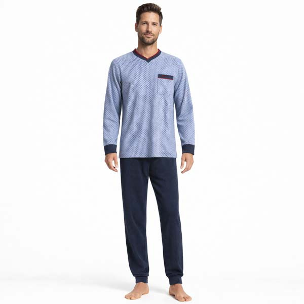 Warme heren badstof pyjama Gentlemen aangeruwd 114278